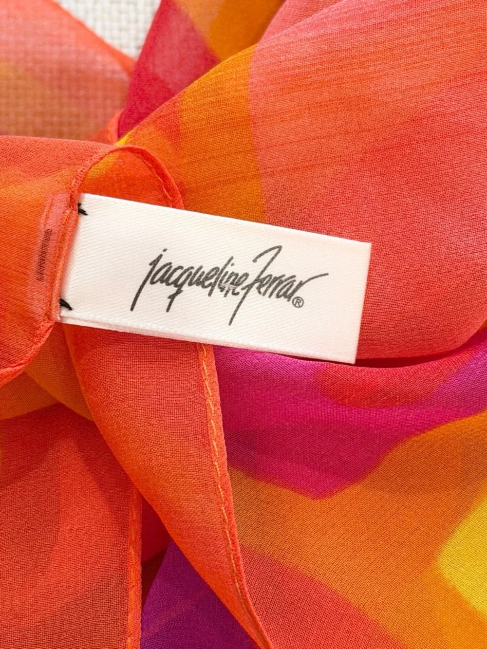 Vintage Jacqueline Ferrar 100% Silk Mod Scarf. Geometric | Retro | Sheer | 20x20